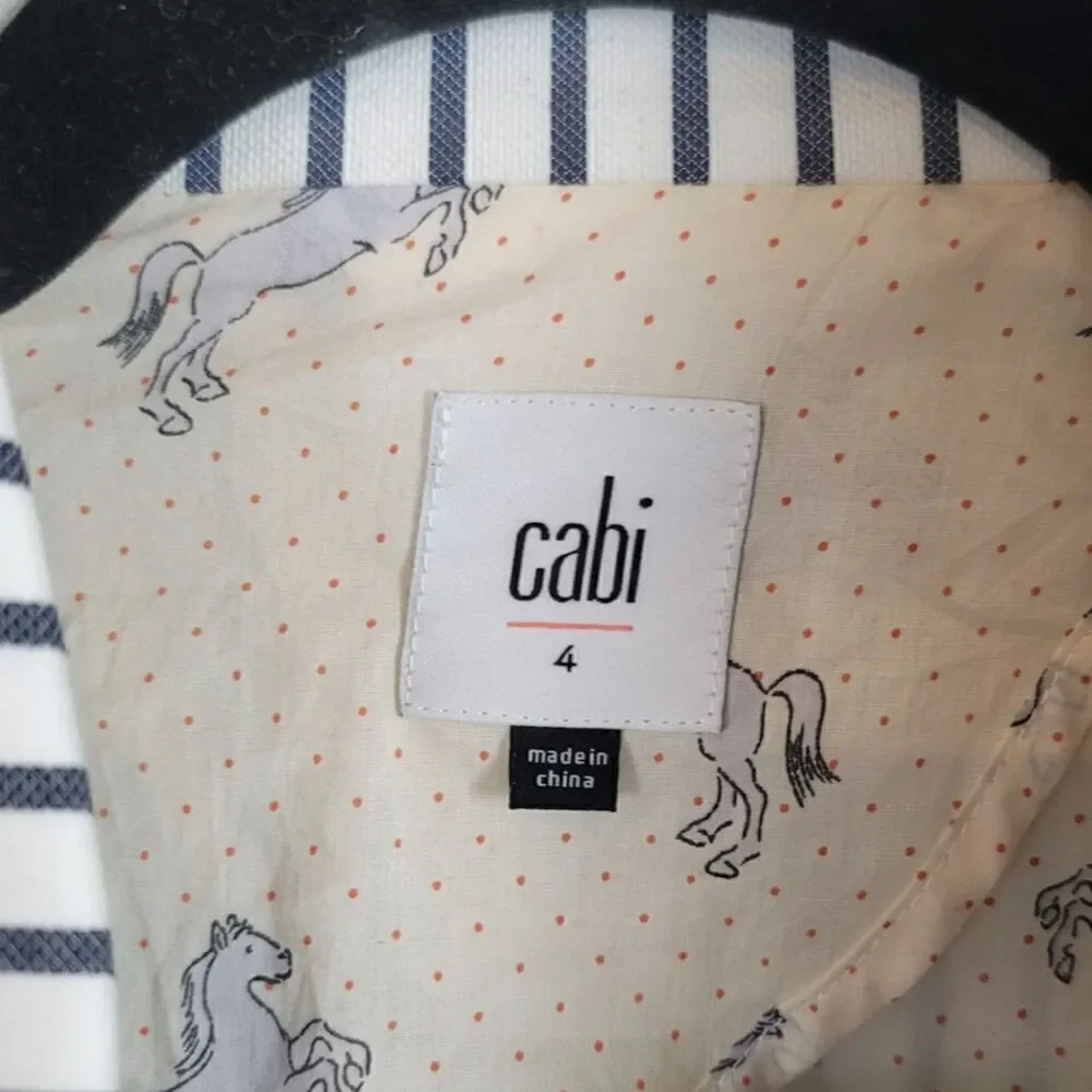 CAbi Ticking Stripe Bell-sleeve Blazer in Black/White, sz 4